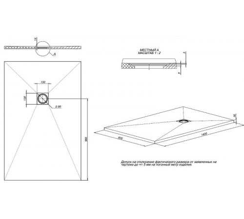 Душевой поддон из искусственного камня Allen Brau Priority 140x90 8.31009-AM Антрацит