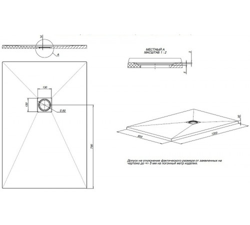 Душевой поддон из искусственного камня Allen Brau Priority 120x80 8.31006-AM Антрацит