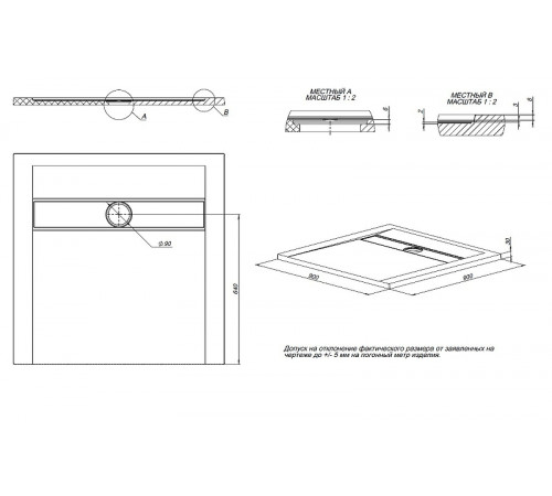 Душевой поддон из искусственного камня Allen Brau Infinity 90x90 8.21001-21 Белый камень