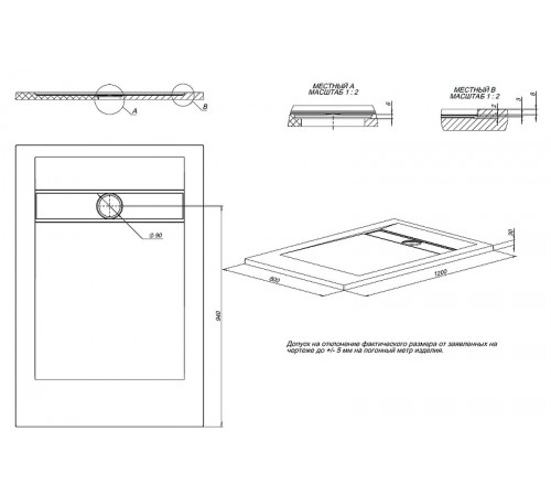 Душевой поддон из искусственного камня Allen Brau Infinity 120x80 8.21002-AM Антрацит