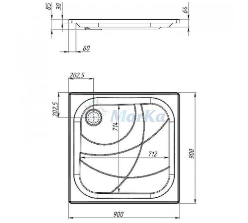 Акриловый поддон для душа 1MarKa Freya New 90x90 01пфн90п Белый