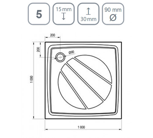 Душевой поддон из искусственного камня Ravak Perseus Pro 100x100 XA03AA01010WM Белый матовый