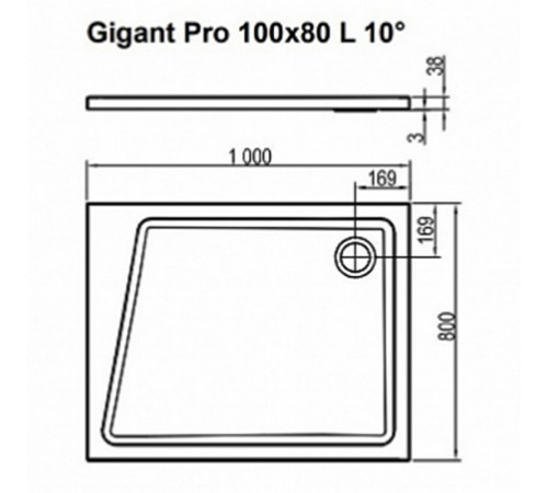 Душевой поддон из искусственного камня Ravak 10° Gigant Pro 100x80 XA05A40101L Белый