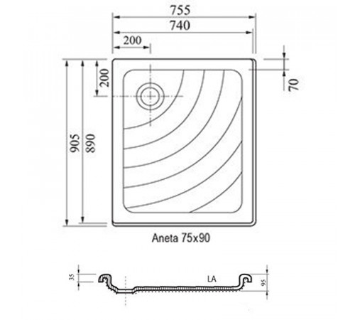 Акриловый поддон для душа Ravak Aneta 75x90 LA A003701220 Белый