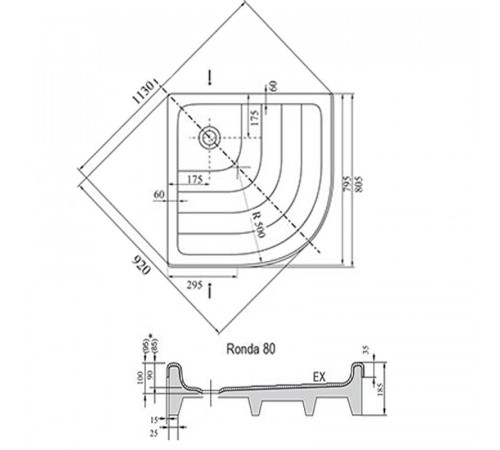 Акриловый поддон для душа Ravak Ronda 80х80 EX A204001320 Белый