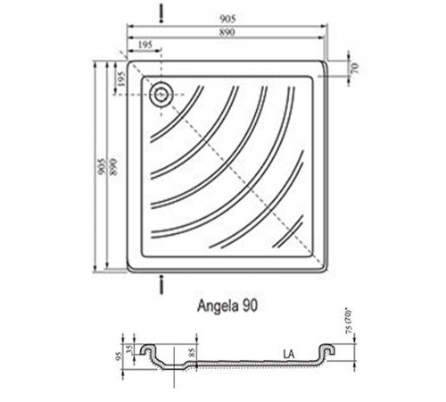 Акриловый поддон для душа Ravak Angela 90х90 LA A017701220 Белый