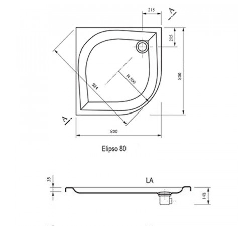 Акриловый поддон для душа Ravak Galaxy Elipso LA 80х80 A224401210 Белый