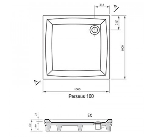 Акриловый поддон для душа Ravak Galaxy Elipso EX 100х100 A02AA01310 Белый