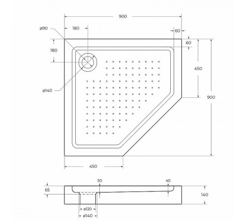 Акриловый поддон для душа BelBagno Tray 90x90 TRAY-BB-P-90-15-W Белый