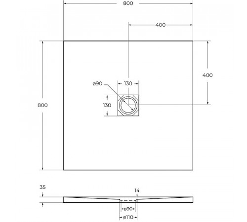 Душевой поддон из искусственного камня BelBagno Uno 80x80 TRAY-MR-UNO-A-80-35-W-CR Белый