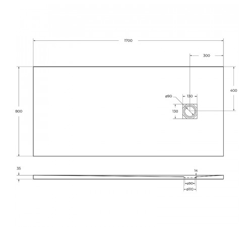 Душевой поддон из искусственного камня BelBagno Uno 170x80 TRAY-MR-UNO-AH-170/80-35-W Белый