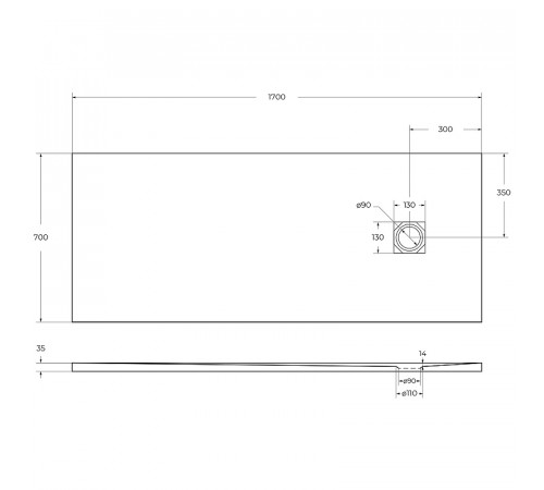 Душевой поддон из искусственного камня BelBagno Uno 170x70 TRAY-MR-UNO-AH-170/70-35-W Белый