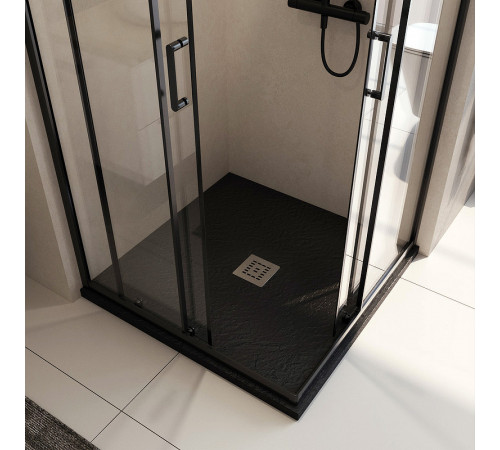 Душевой поддон из искусственного камня BelBagno Uno 90x90 TRAY-MR-UNO-A-90-35-NERO-CR Черный матовый