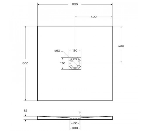 Душевой поддон из искусственного камня BelBagno Uno 80x80 TRAY-MR-UNO-A-80-35-W Белый