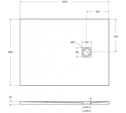 Душевой поддон из искусственного камня BelBagno Uno 120x90 TRAY-MR-UNO-AH-120/90-35-W-CR Белый