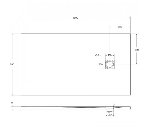 Душевой поддон из искусственного камня BelBagno Uno 160x90 TRAY-MR-UNO-AH-160/90-35-W Белый