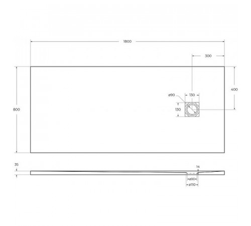 Душевой поддон из искусственного камня BelBagno Uno 180x80 TRAY-MR-UNO-AH-180/80-35-W-CR Белый