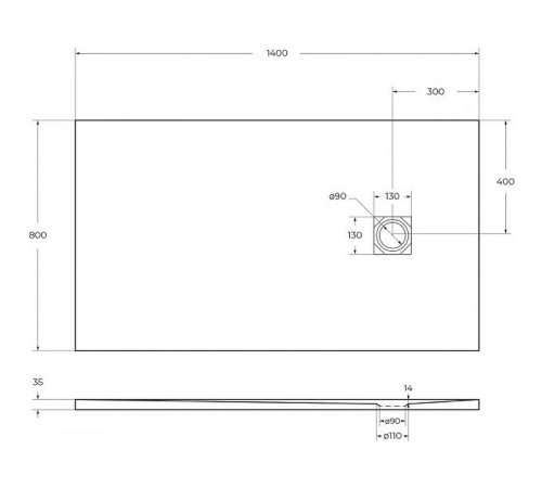 Душевой поддон из искусственного камня BelBagno Uno 140x80 TRAY-MR-UNO-AH-140/80-35-W-CR Белый