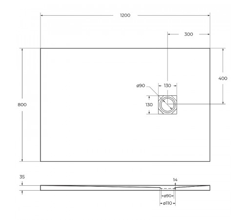 Душевой поддон из искусственного камня BelBagno Uno 120x80 TRAY-MR-UNO-AH-120/80-35-NERO Черный