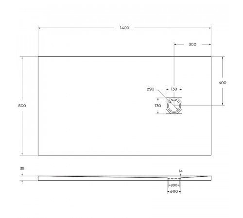 Душевой поддон из искусственного камня BelBagno Uno 140x80 TRAY-MR-UNO-AH-140/80-35-W Белый