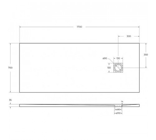 Душевой поддон из искусственного камня BelBagno Uno 170x70 TRAY-MR-UNO-AH-170/70-35-W-CR Белый