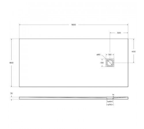 Душевой поддон из искусственного камня BelBagno Uno 180x80 TRAY-MR-UNO-AH-180/80-35-W Белый