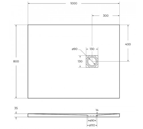 Душевой поддон из искусственного камня BelBagno Uno 100x80 TRAY-MR-UNO-AH-100/80-35-W Белый