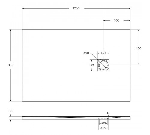 Душевой поддон из искусственного камня BelBagno Uno 120x80 TRAY-MR-UNO-AH-120/80-35-NERO-CR Черный матовый