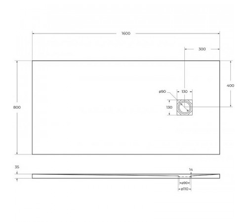 Душевой поддон из искусственного камня BelBagno Uno 160x80 TRAY-MR-UNO-AH-160/80-35-W-CR Белый