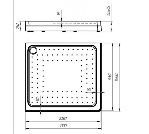 Акриловый поддон для душа Radomir 110x100x17 L 1-11-0-1-0-123 Белый