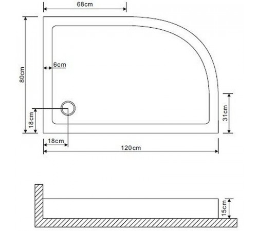 Акриловый поддон для душа Grossman 120х80 GR-119212020R Белый