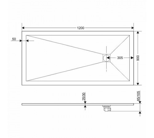 Душевой поддон из искусственного камня Grossman Strong 90x120 GR-S290120Q Графит