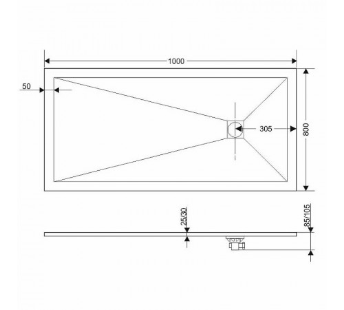 Душевой поддон из искусственного камня Grossman Strong 80x100 GR-S280100Q Графит