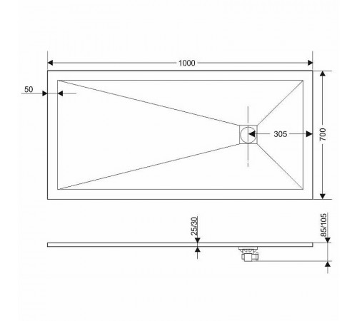 Душевой поддон из искусственного камня Grossman Strong 70x100 GR-S170100Q Белый