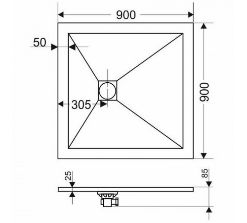 Душевой поддон из искусственного камня Grossman Strong 90x90 GR-S29090Q Графит