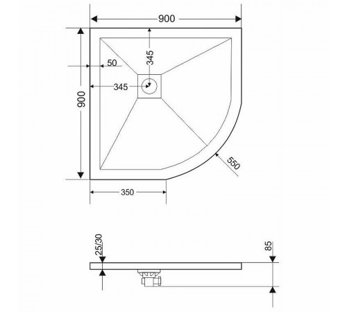 Душевой поддон из искусственного камня Grossman Strong 90x90 GR-S19090 Белый