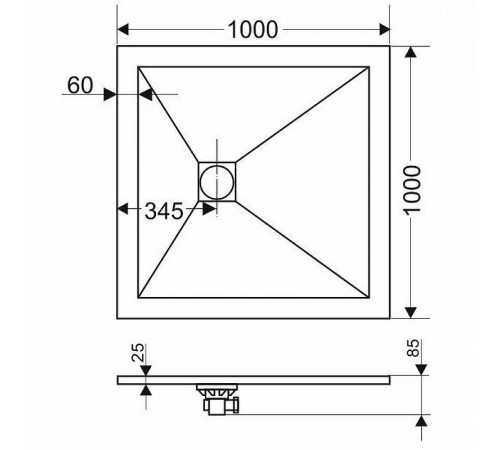 Душевой поддон из искусственного камня Grossman Strong 100x100 GR-S2100100Q Графит