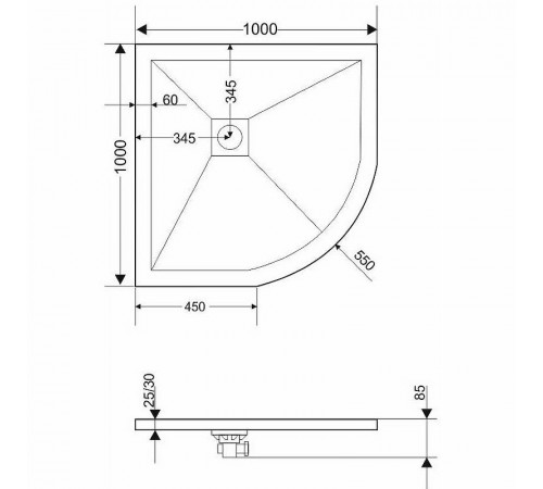 Душевой поддон из искусственного камня Grossman Strong 100x100 GR-S2100100 Графит