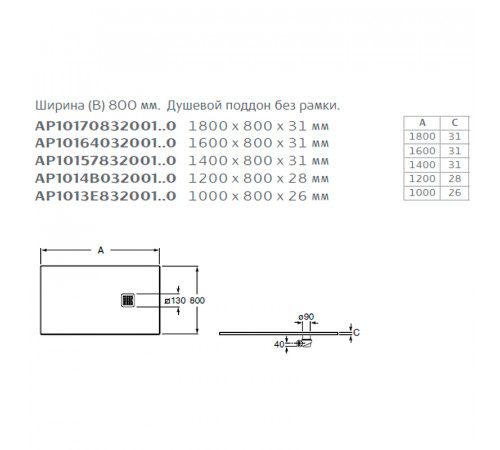 Душевой поддон из композитного материала Roca Terran 120x80 AP1014B032001400 Черный