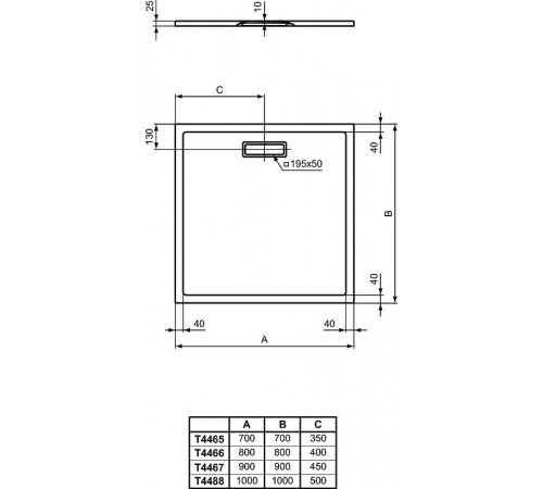 Акриловый поддон для душа Ideal Standard Ultraflat New 90х90 T446701 Белый