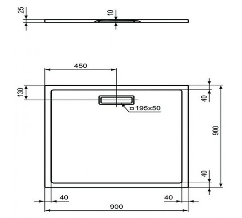 Акриловый поддон для душа Ideal Standard Ultraflat New 90х90 T4467V3 Черный шелк