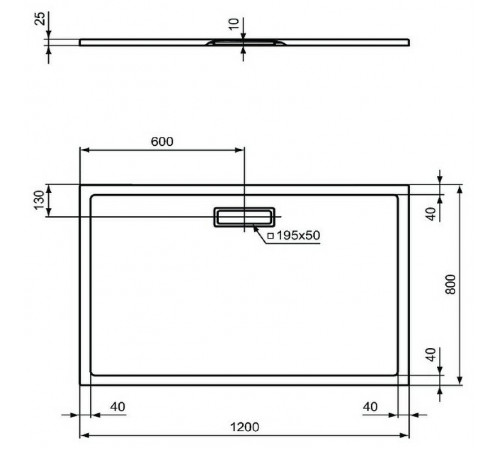 Акриловый поддон для душа Ideal Standard Ultraflat New 120х80 T4469V3 Черный шелк