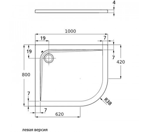 Акриловый поддон для душа Ideal Standard Ultraflat 100х80 L K240701 Euro White