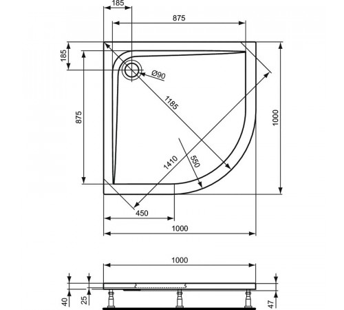 Акриловый поддон для душа Ideal Standard Ultraflat 100х100 K517701 Euro White