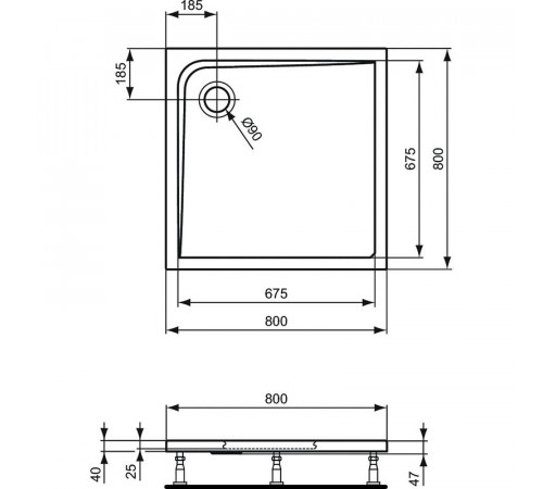 Акриловый поддон для душа Ideal Standard Ultraflat 80х80 K517201 Euro White