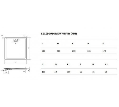 Душевой поддон из искусственного камня Excellent Lavano 90x90 BREX.1102.090.090.CON Бетон