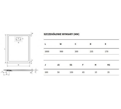 Душевой поддон из искусственного камня Excellent Lavano 100x90 BREX.1103.100.090.CON Бетон