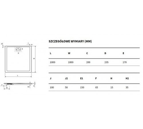 Душевой поддон из искусственного камня Excellent Lavano 100x100 BREX.1102.100.100.CAN Капучино