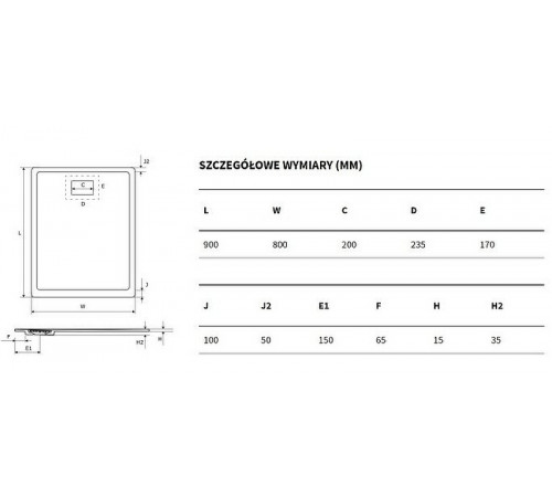 Душевой поддон из искусственного камня Excellent Lavano 90x80 BREX.1103.090.080.CAN Капучино