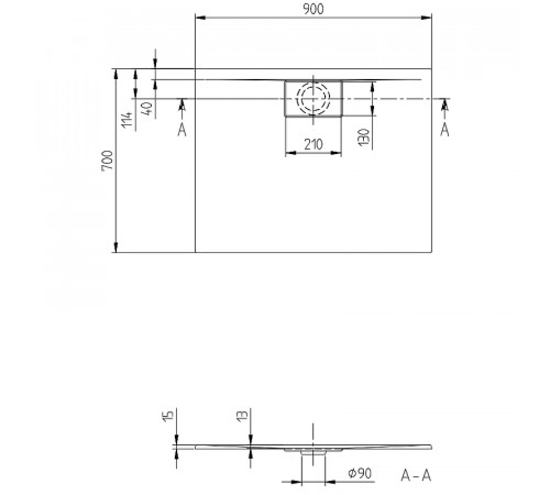 Акриловый поддон для душа Villeroy&Boch Architectura Metalrim 90x70 UDA9070ARA215V-01 Альпийский белый